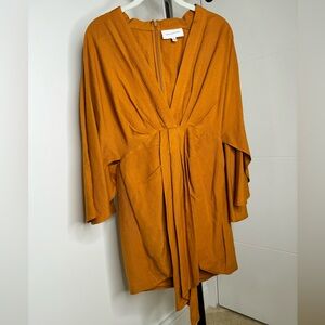 Significant Other Lola Linen-blend Mini Wrap Dress